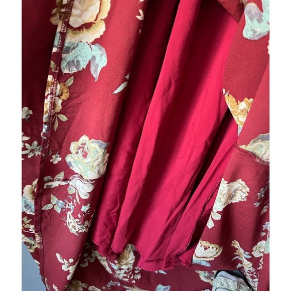 Suzanne Betro floral high low flowy dress 3/4 bell sleeve 4x red multi color - Picture 6 of 7